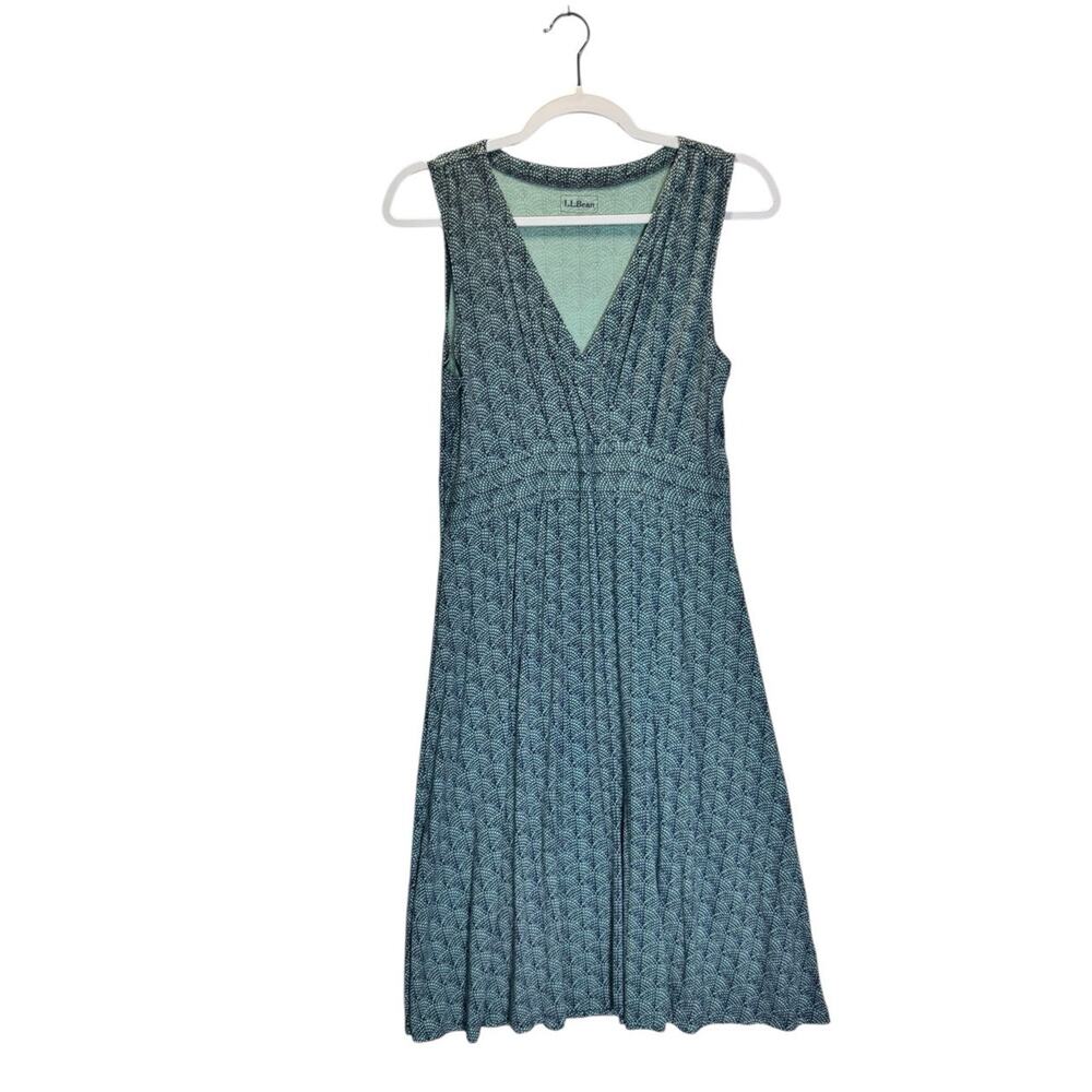 L.L.Bean Womens Soft Stretch Teal Everyday Summer Sleeveless Dress Size M Petite